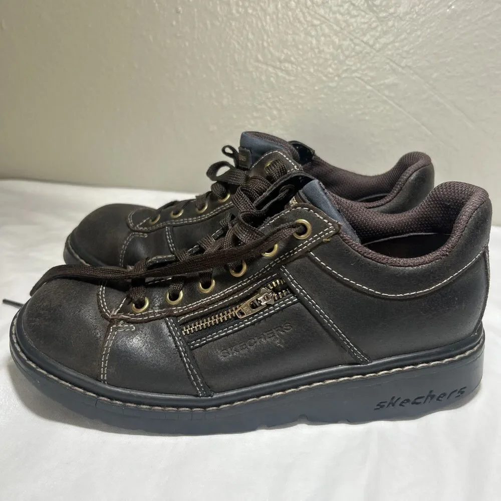 Vtg Y2K Skechers Tredd Jammers Womens 8 46406 Dark-Brown Chunky Shoes Lace-Up